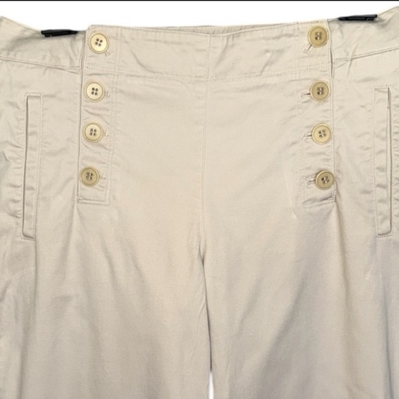 Talbots Heritage Khaki Sailor Pants Wide-Leg Trousers 6 Button Stretch Sz 6P - Picture 12 of 12
